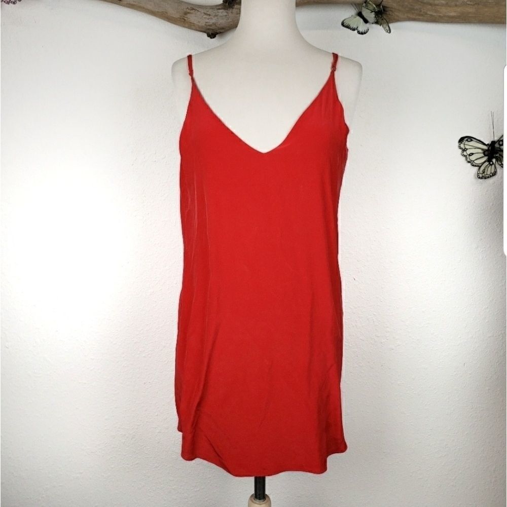 Rory Beca deep orange strappy silk mini dress